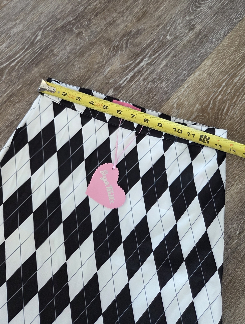 Sugar Thrillz Dolls Kill Jeepin Around Black White Argyle Mini Skirt NWT Plaid - Picture 5 of 10